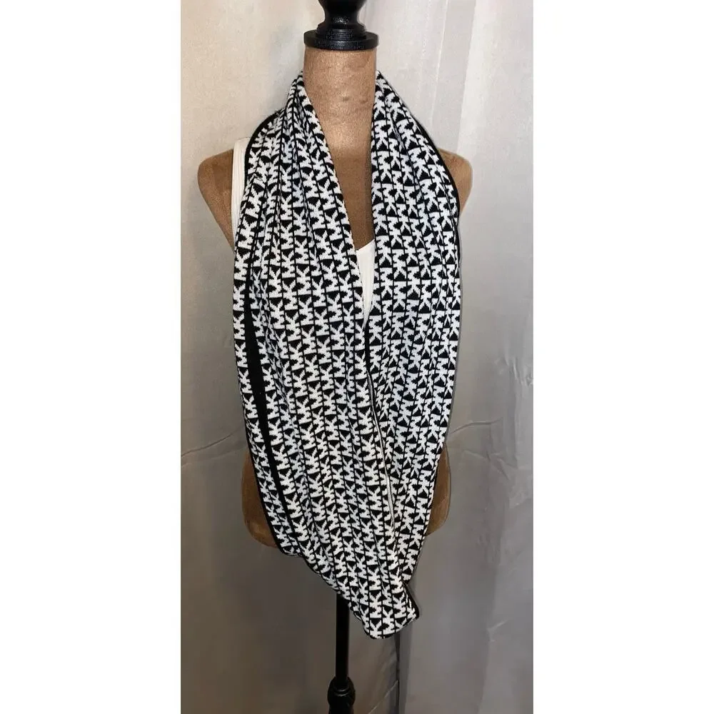 Michael Kors Black & White MK Logo Infinity Scarf